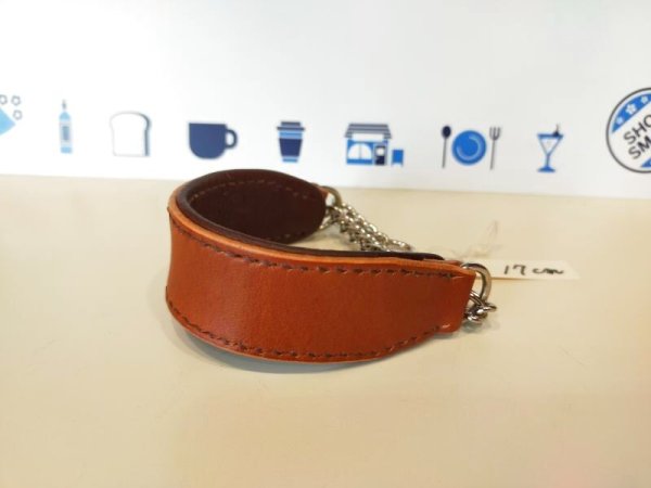 画像1: ヌメ革ハーフチョーク首輪（即納品）17cm (1)