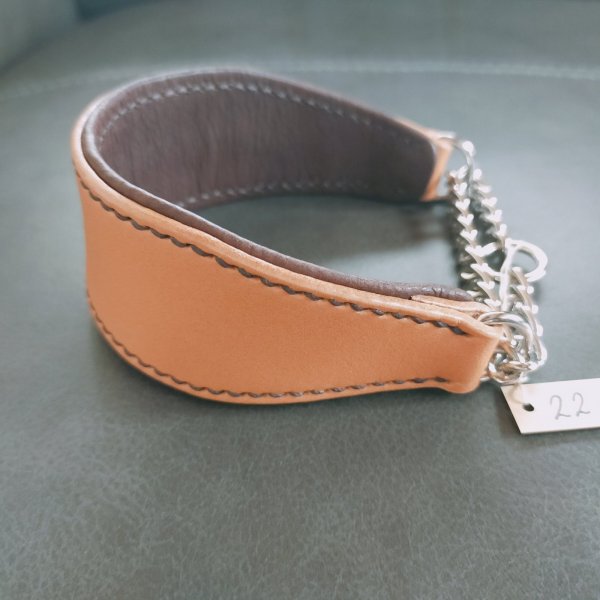 画像1: ヌメ革ハーフチョーク首輪（即納品）22cm (1)