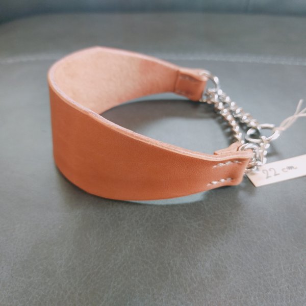 画像1: ヌメ革ハーフチョーク首輪（即納品）22cm (1)