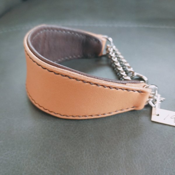 画像1: ヌメ革ハーフチョーク首輪（即納品）19cm (1)