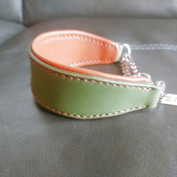 画像1: ヌメ革ハーフチョーク首輪（即納品）21cm (1)