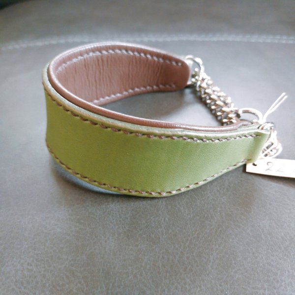 画像1: ヌメ革ハーフチョーク首輪（即納品）22cm (1)