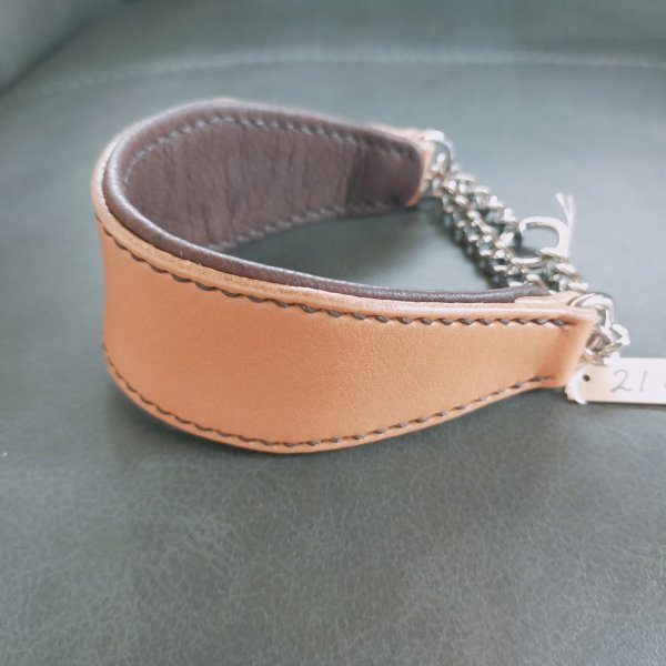 画像1: ヌメ革ハーフチョーク首輪（即納品）21cm (1)