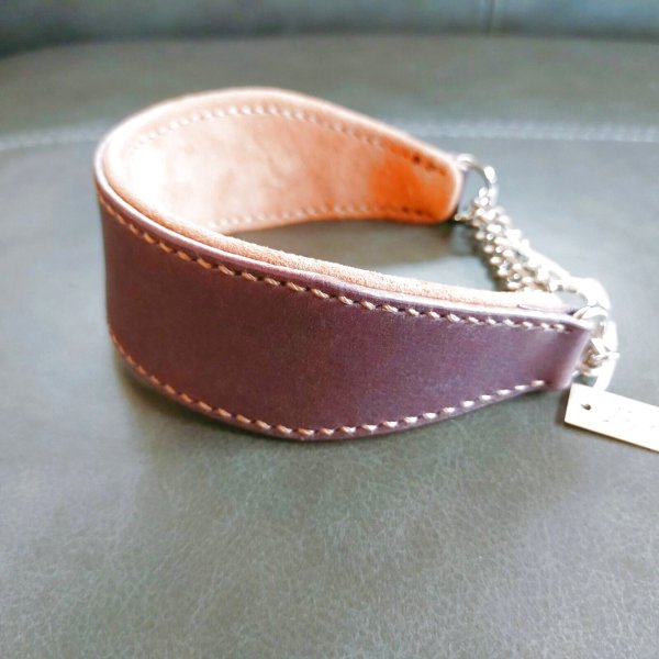 画像1: ヌメ革ハーフチョーク首輪（即納品）25cm (1)