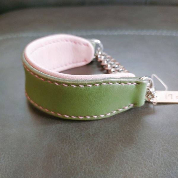 画像1: ヌメ革ハーフチョーク首輪（即納品）17cm (1)