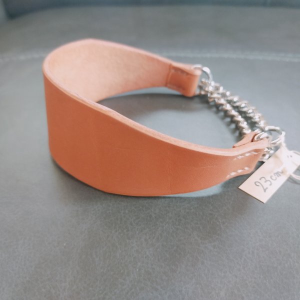 画像1: ヌメ革ハーフチョーク首輪（即納品）23cm (1)