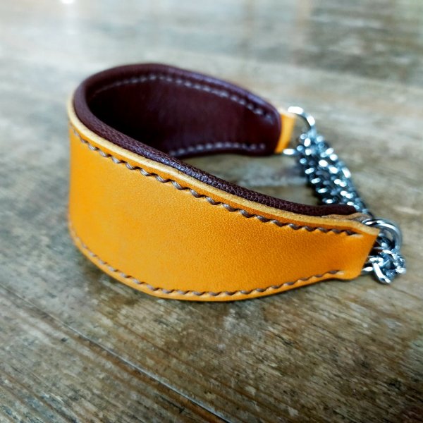 画像2: ヌメ革ハーフチョーク首輪  (2)